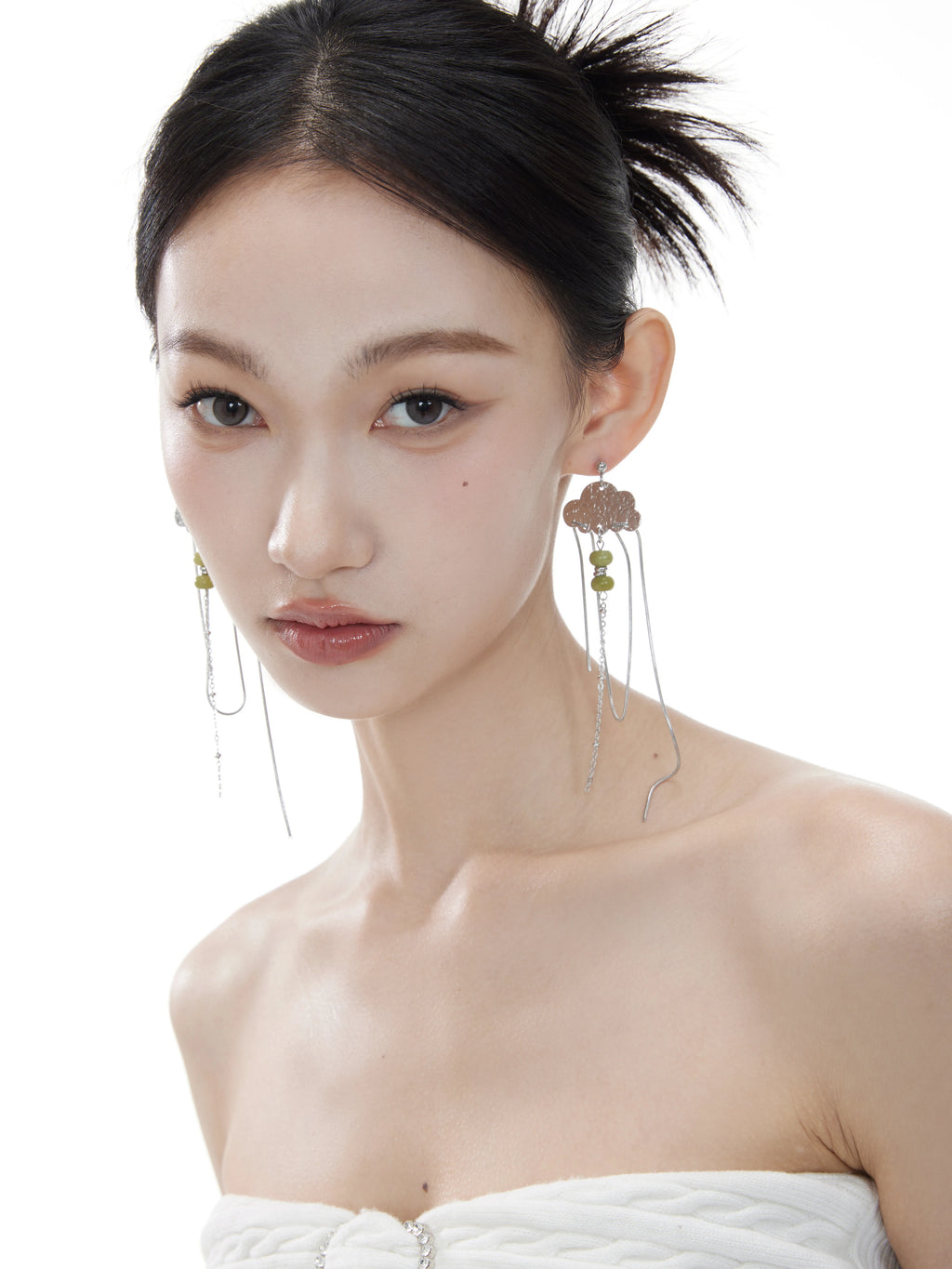 NO SOLUTION High-end Silver Snake Bone Earrings