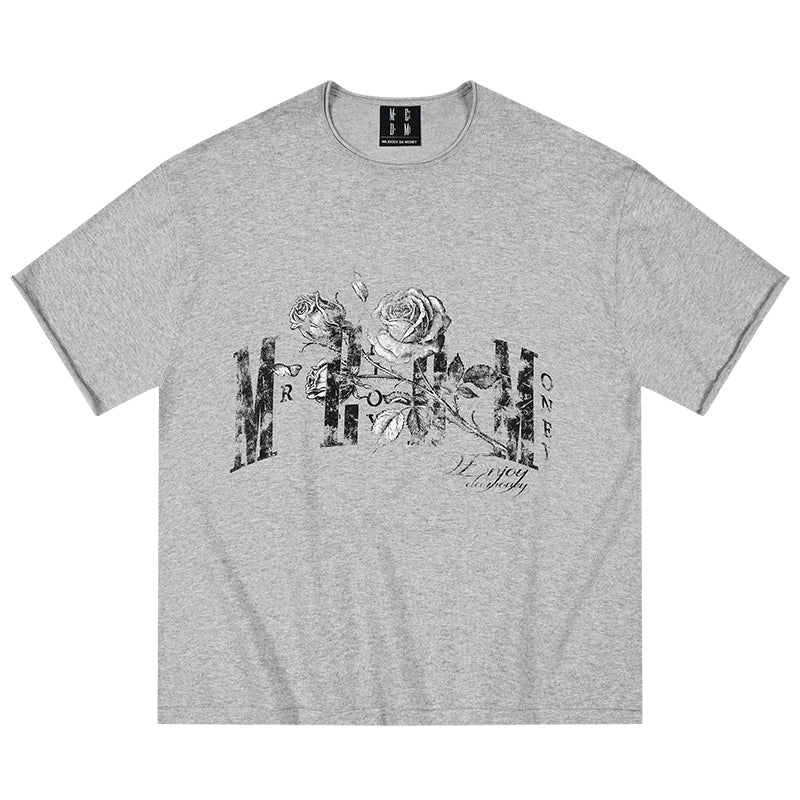 MEDM Rose Knitted Casual Crew Neck Tee