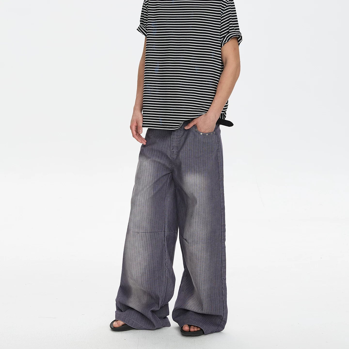 A PUEE Vintage Wide Leg Loose Straight Casual Pants