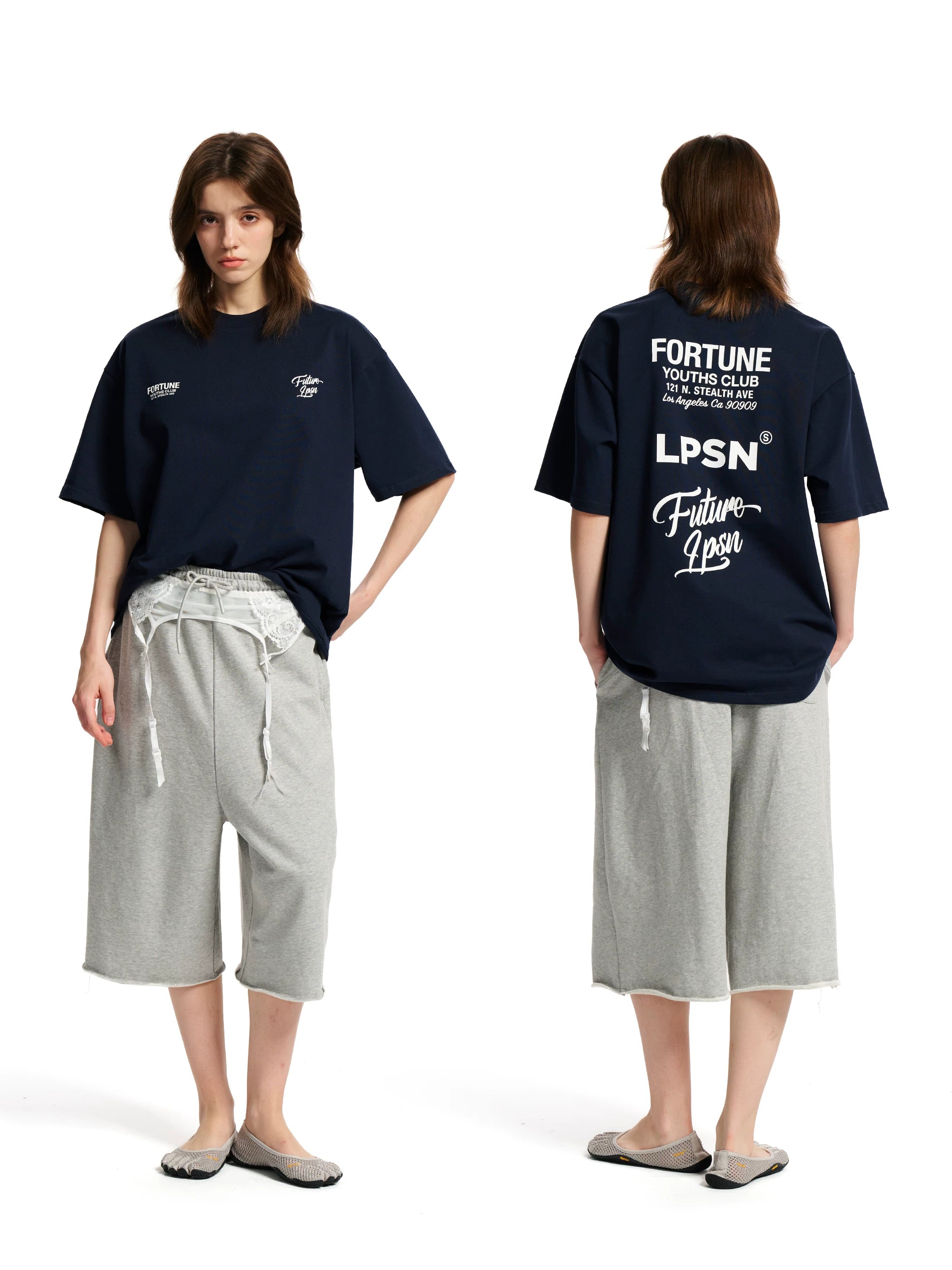 Loopsoon Letters Behind The Large Print Versatile Casual Tee