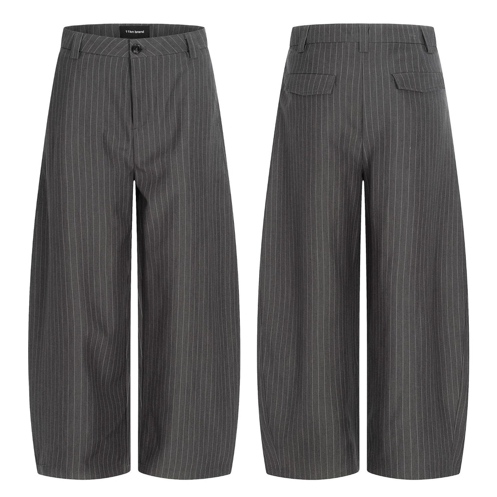 11KN Vertical Striped Thin Pleated Casual Pants