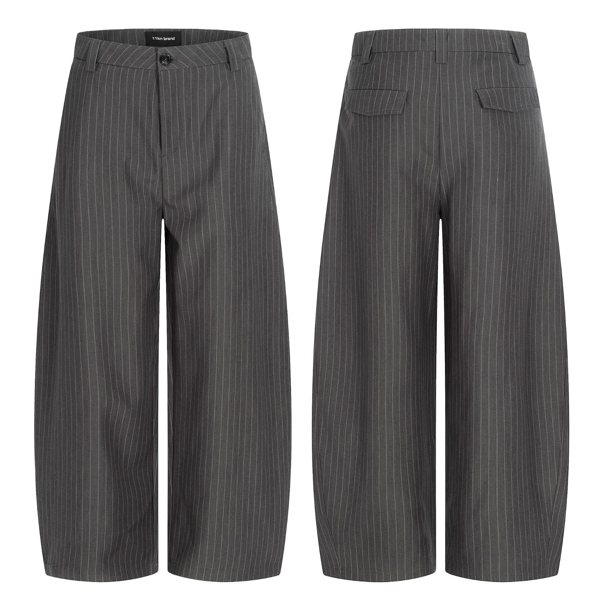 11KN Vertical Striped Thin Pleated Casual Pants