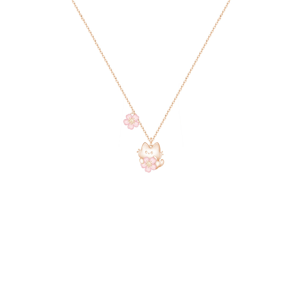 Oho Ou Peach Blossom Cat Premium Necklace