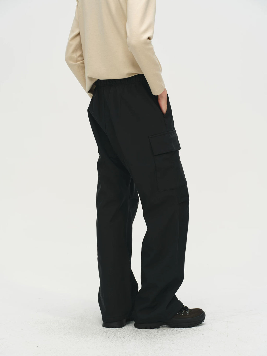 No Logo Patchwork Calfskin Hiking Boots