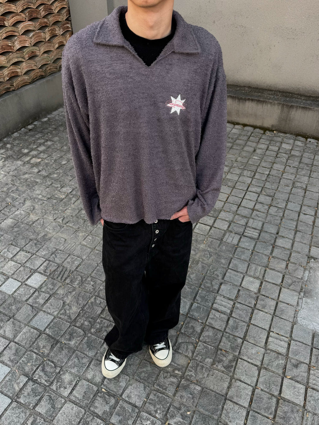 CENSMADE Year of The Horse Limited Embroidery Polo Lapel Knit Sweater