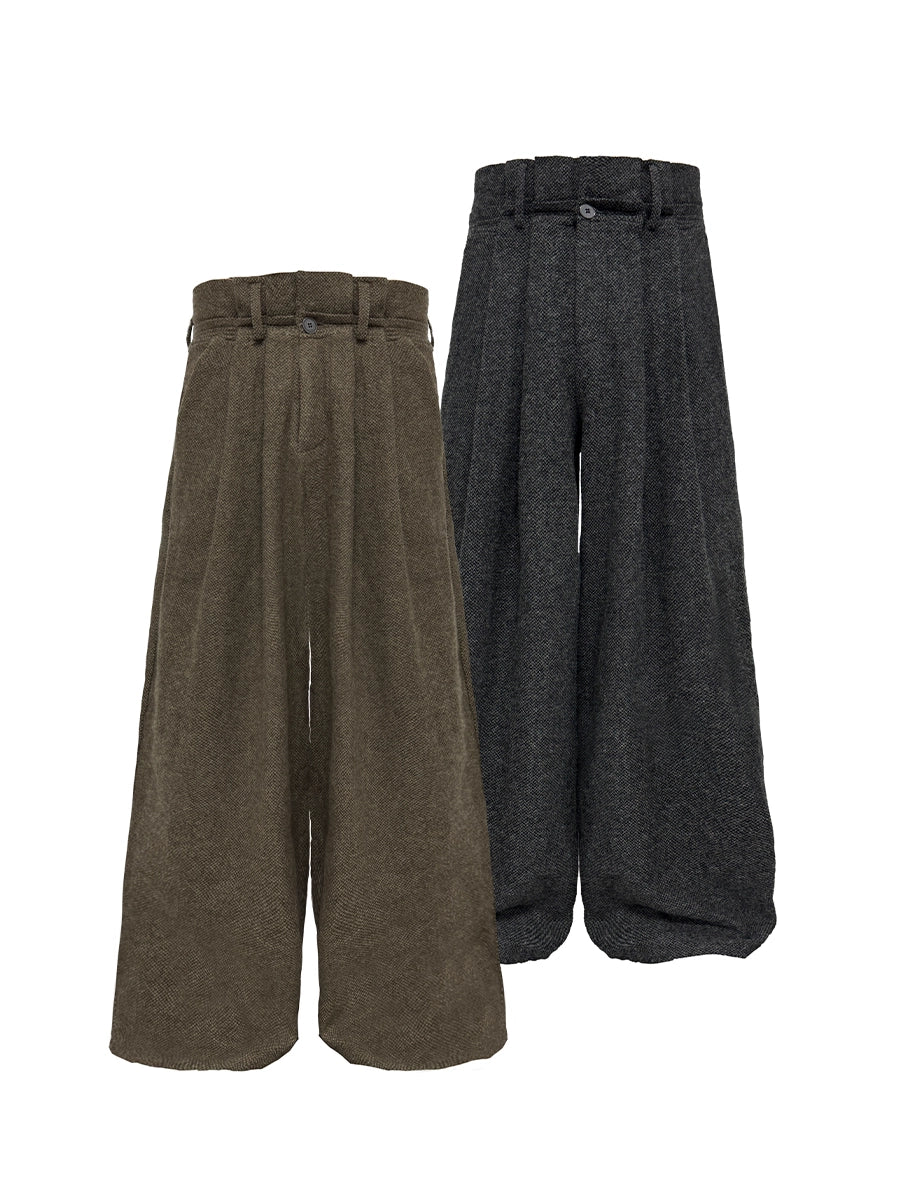 JCAESAR WOOL Pinch-pleated Casual Wide-leg Pants