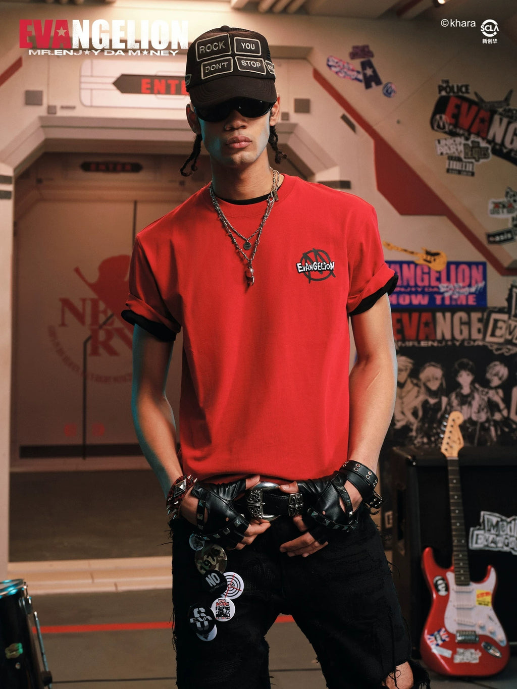 MEDM Pentagram Printed Casual Crew Neck Tee