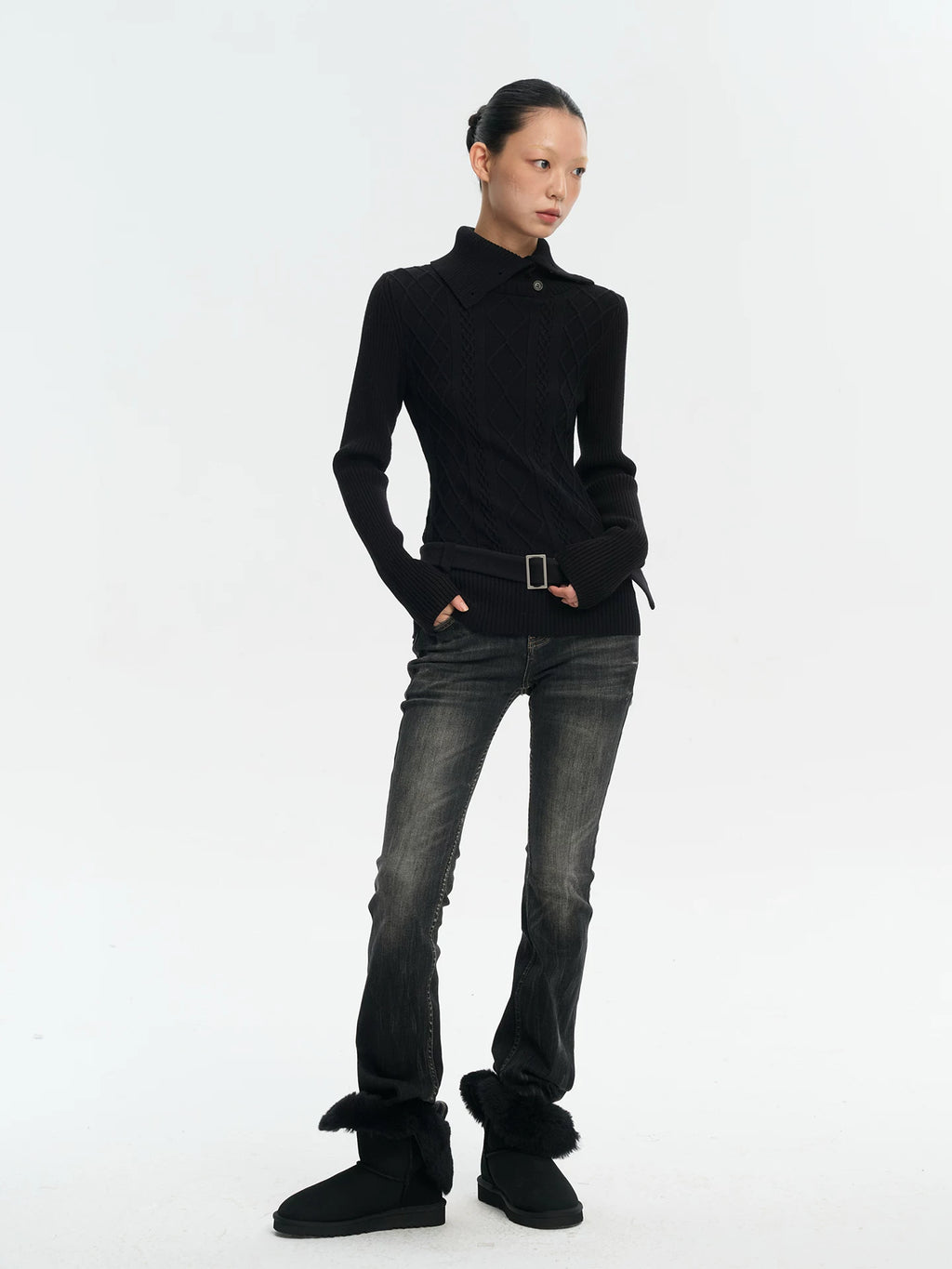 LINY LIBERTY Turtleneck Slim-fit Knitted Bottom Long Sleeves