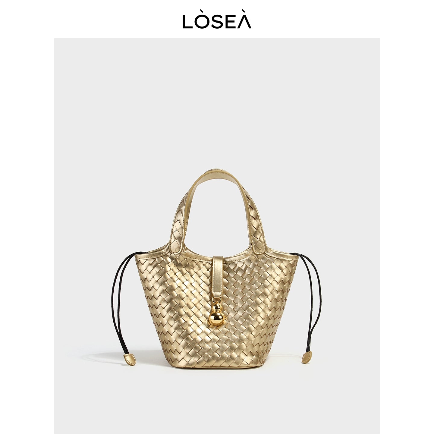 LOSEA Leather Hand-woven Gourd Vegetable Basket Bag