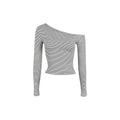 Jim Kennet Striped Slash Shoulder Straight Floor Pants Set