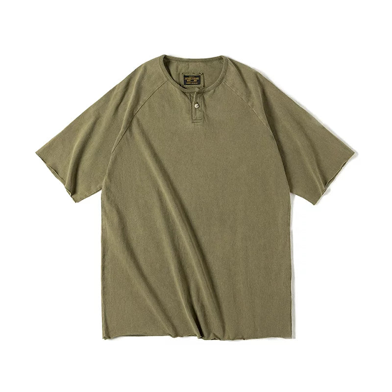 Maden Vintage Made Old Henry Collar Elastic Slim Tee