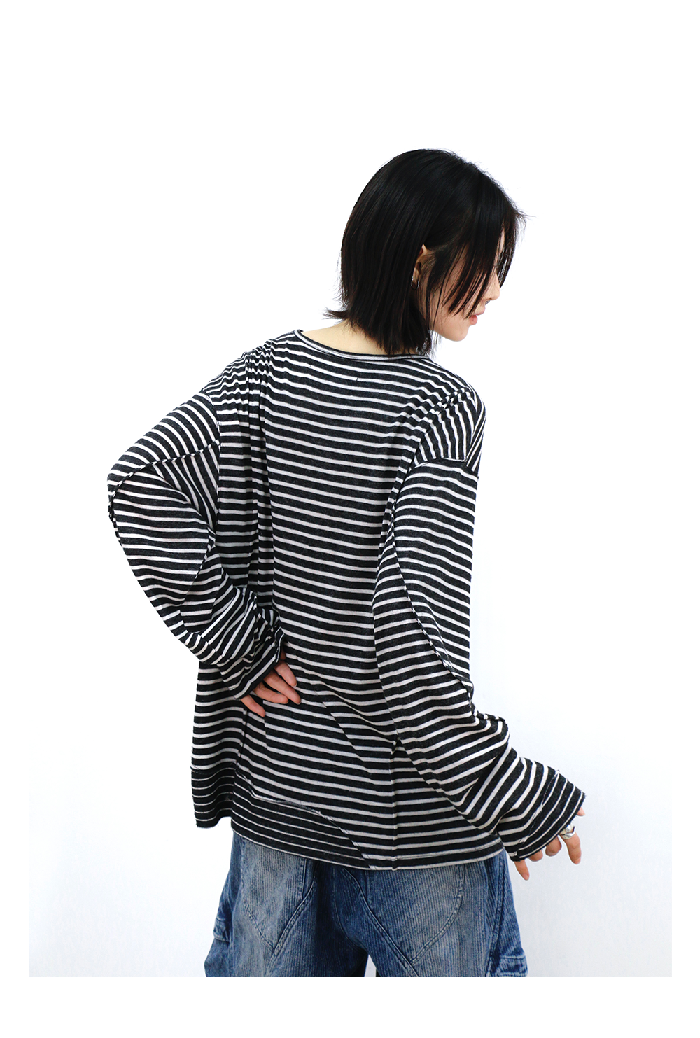 RELABEL Striped Splicing Casual Long Sleeve