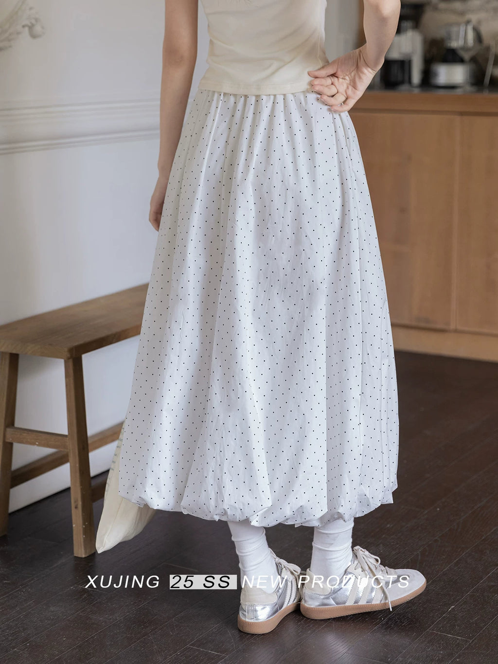 XUJING Temperament Polka Dot Bud Skirt