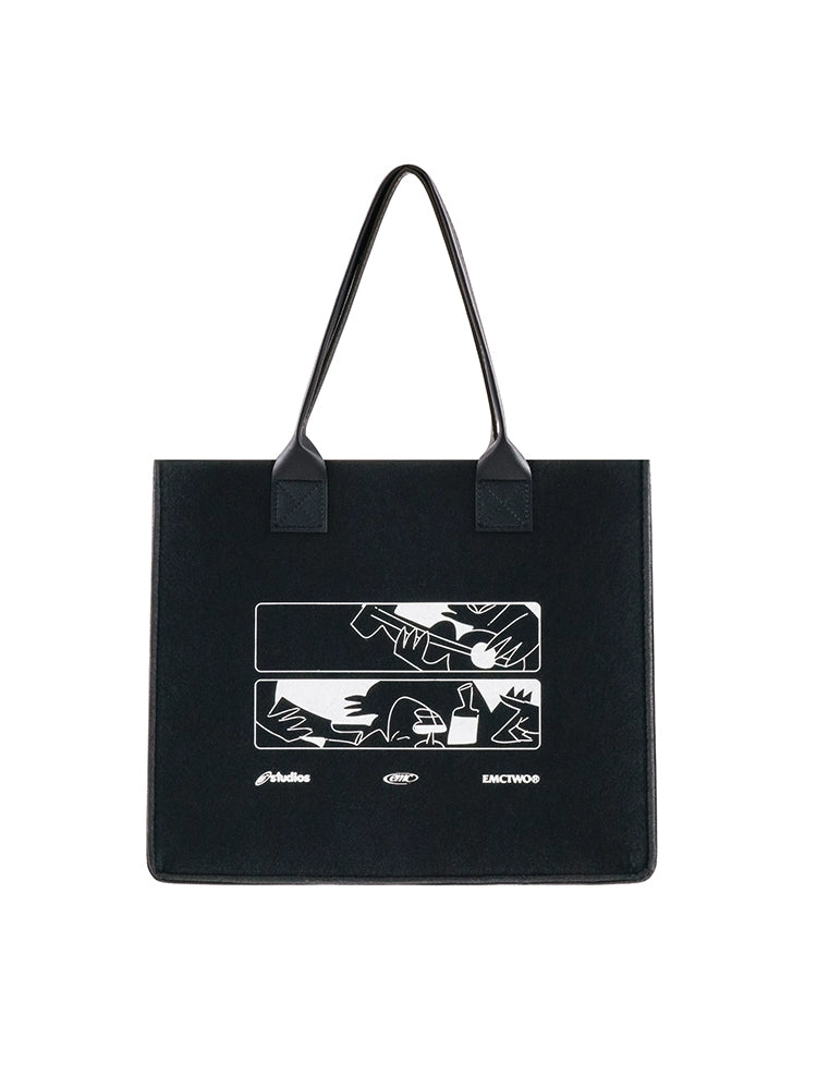 BTSG X EMCTWO original large-capacity LOGO student tote bag