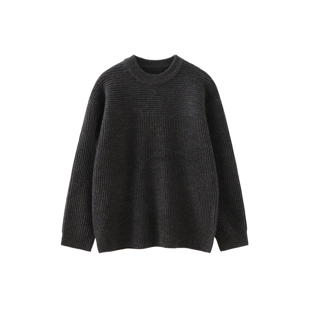 BUTTBILL 15% Sheep Wool Crew Neck Ingot Long Sleeve Sweater