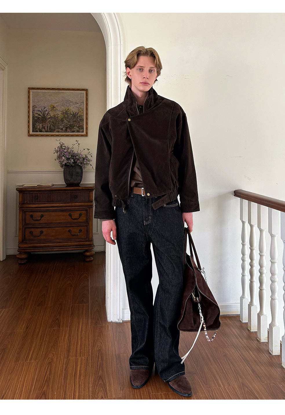 EME Retro Stand-up Collar Loose Fleece Jacket