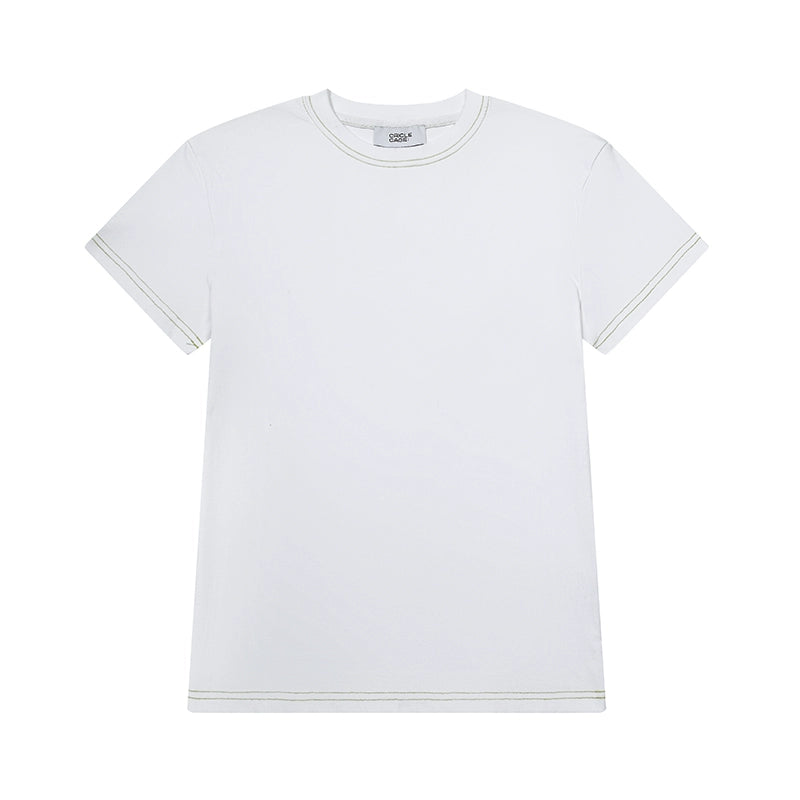 CRICLE CAGE Embroidery Slim Round Neck Versatile Tee