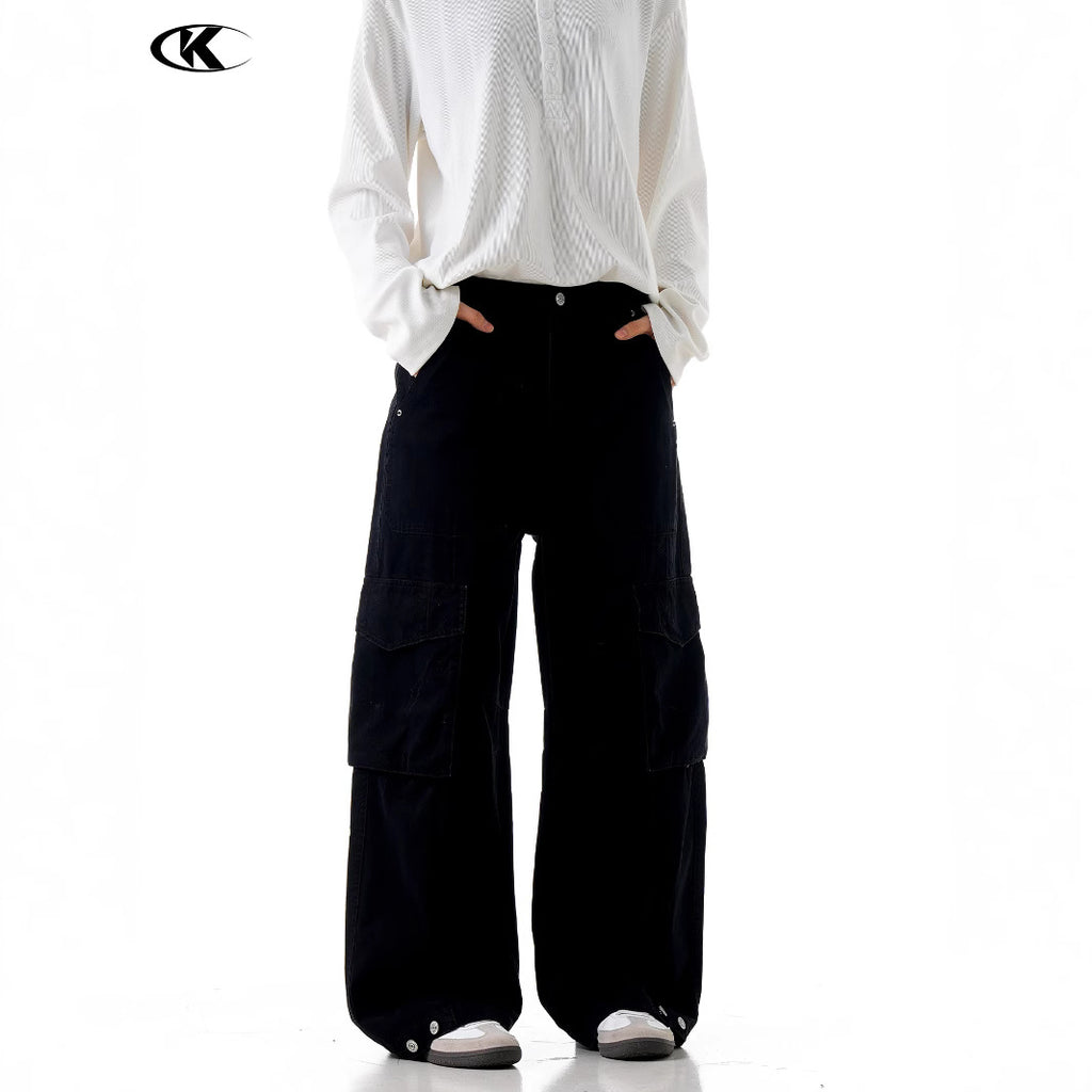 11KN Retro Loose Wide-leg Old Casual Trousers