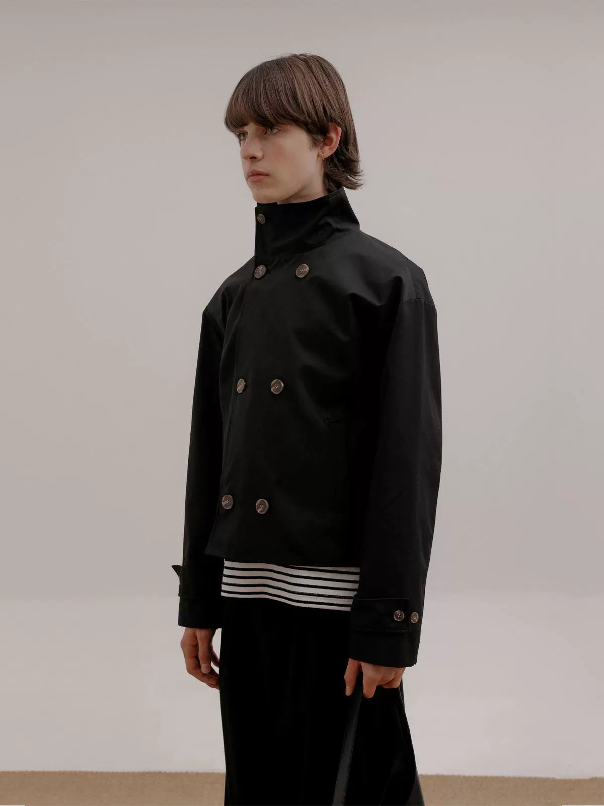 COLN Double-breasted Short Trench Coat