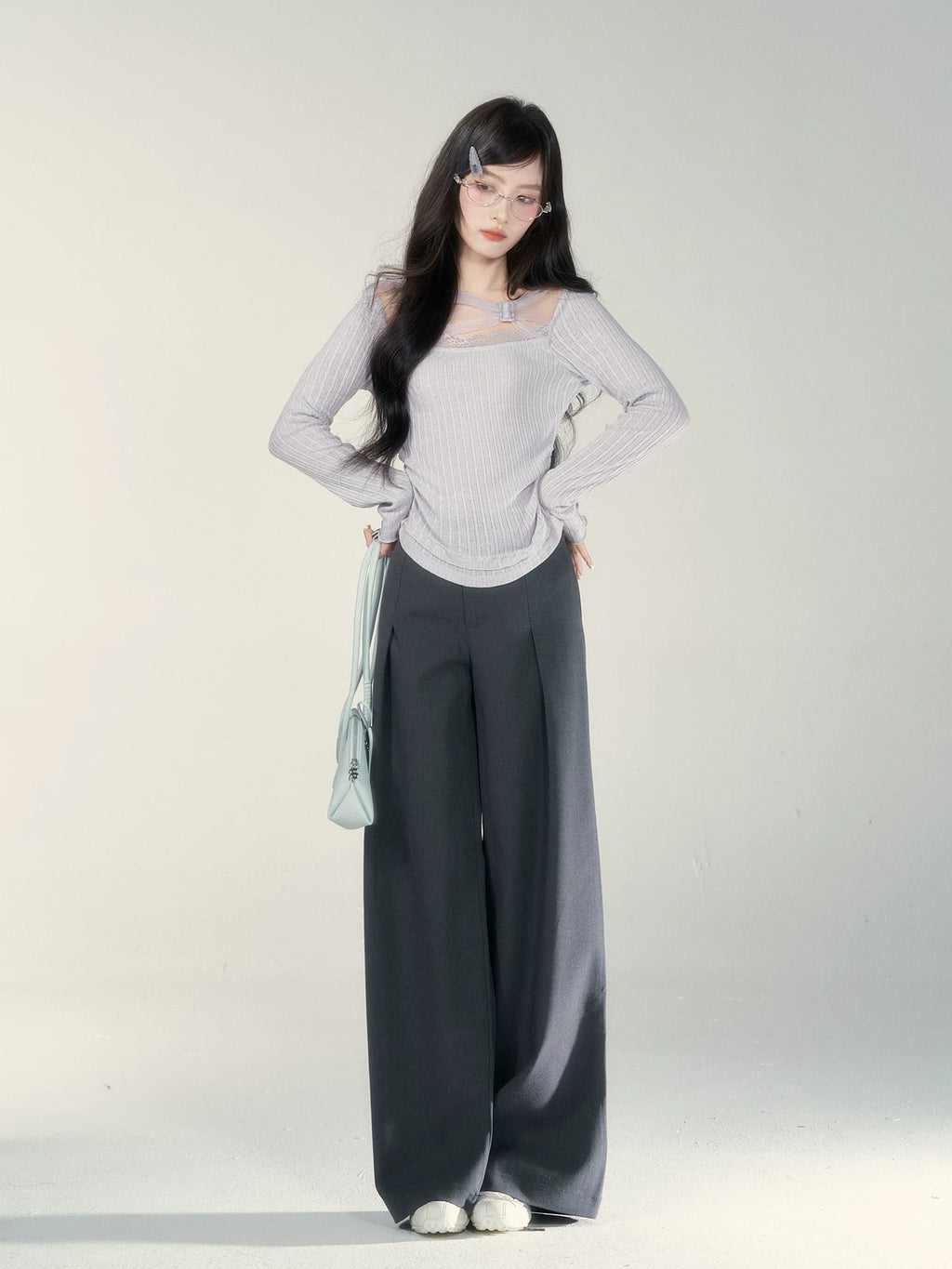 Wildberry High Waist Casual Loose Versatile Wide Leg Pants