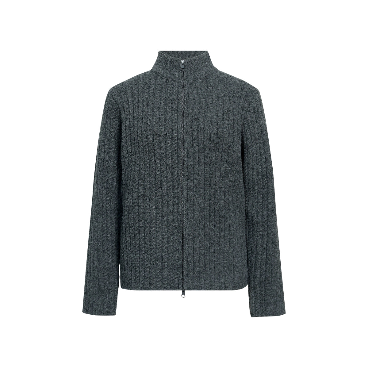 FUNKYFUN Twist Double Pit Strip Zipper Knitted Sweater Jacket