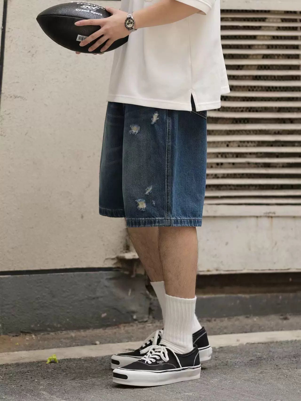 DESICCANT Wash Water and Make Old Japanese Loose Denim Shorts