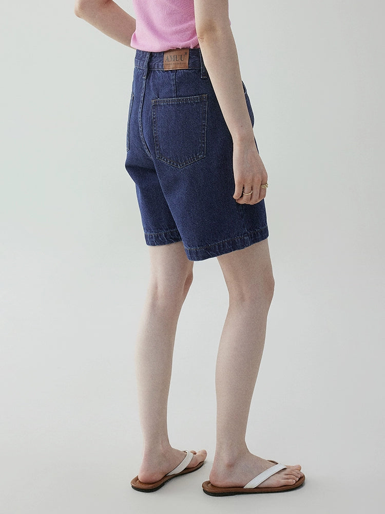 VOOE Vintage Versatile Straight Loose Denim Shorts