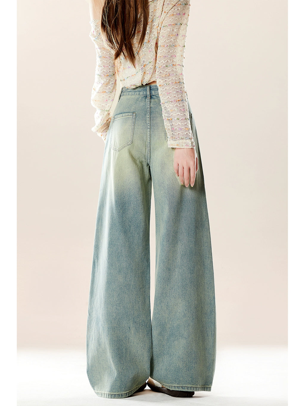 ZRSEE Vintage Drape Wide Leg Jeans