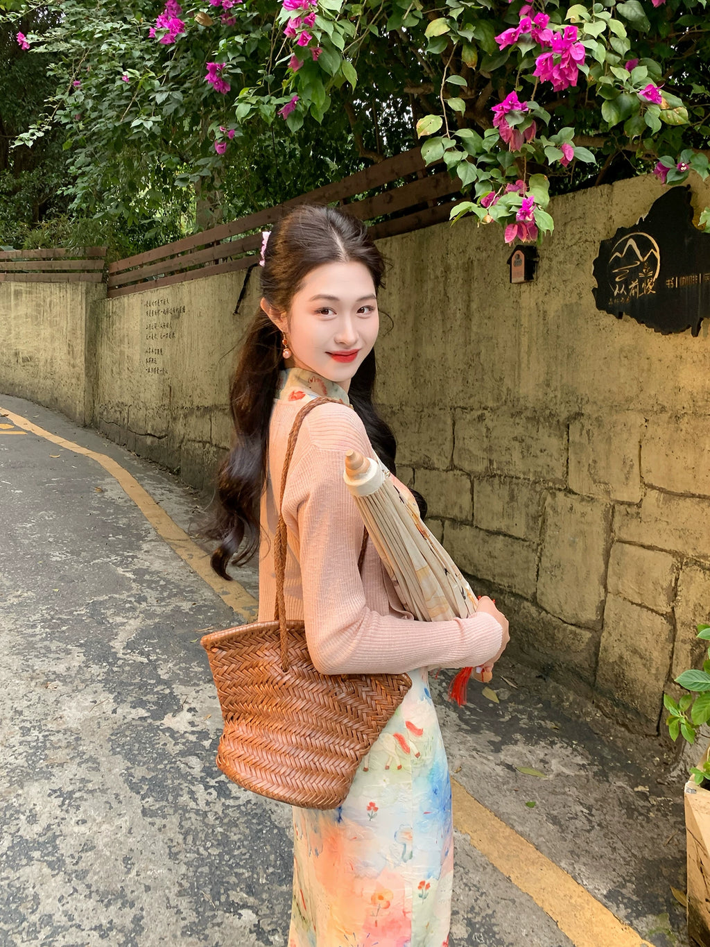 ZIHE Blended Knitted Pinch-waist Dress