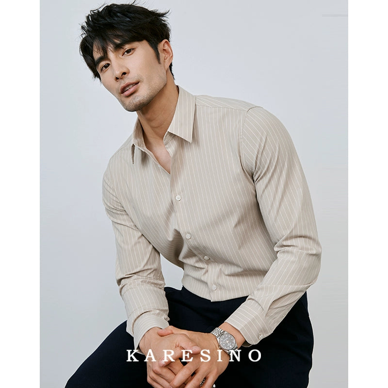 KARESINO Anti-wrinkle Slim-fit Striped Shirt