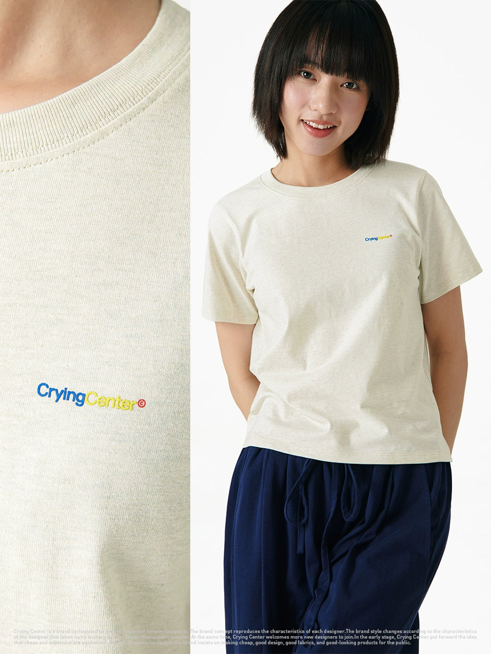 CryingCenter Shoulder Soft Skin-friendly Color Yarn Casual Short Body Tee