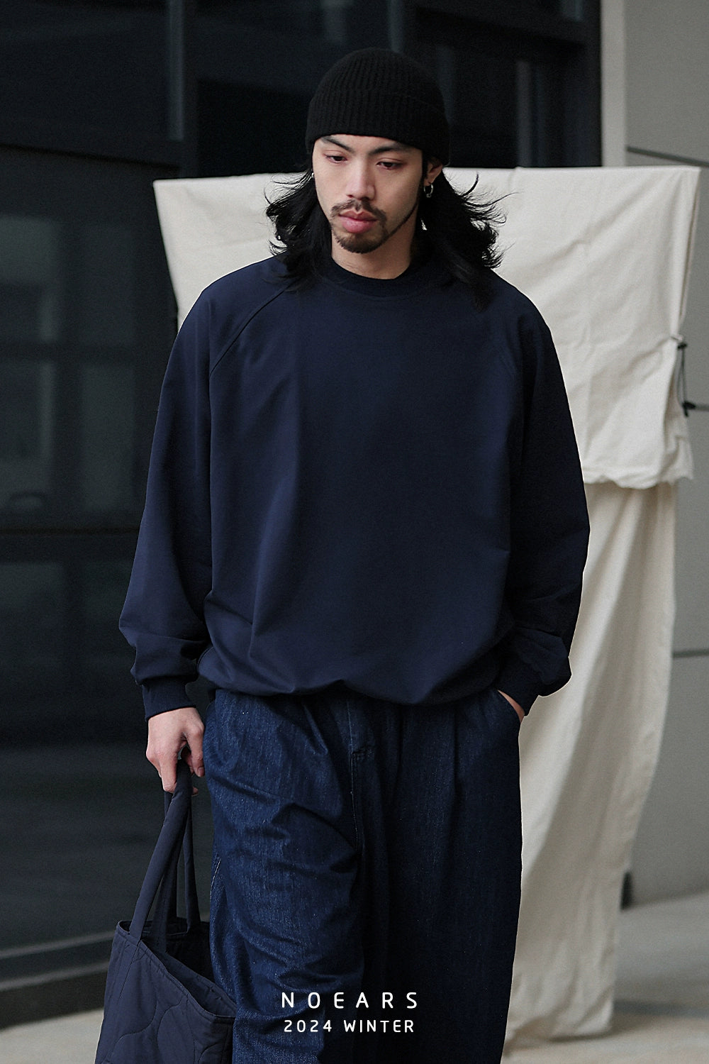 NOEARS Japanese Retro Threaded Splicing Long Sleeve