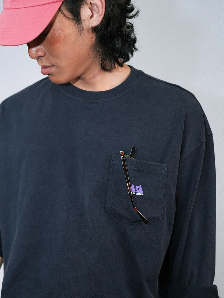 O3PARK Retro Washed Round Neck Long Sleeves