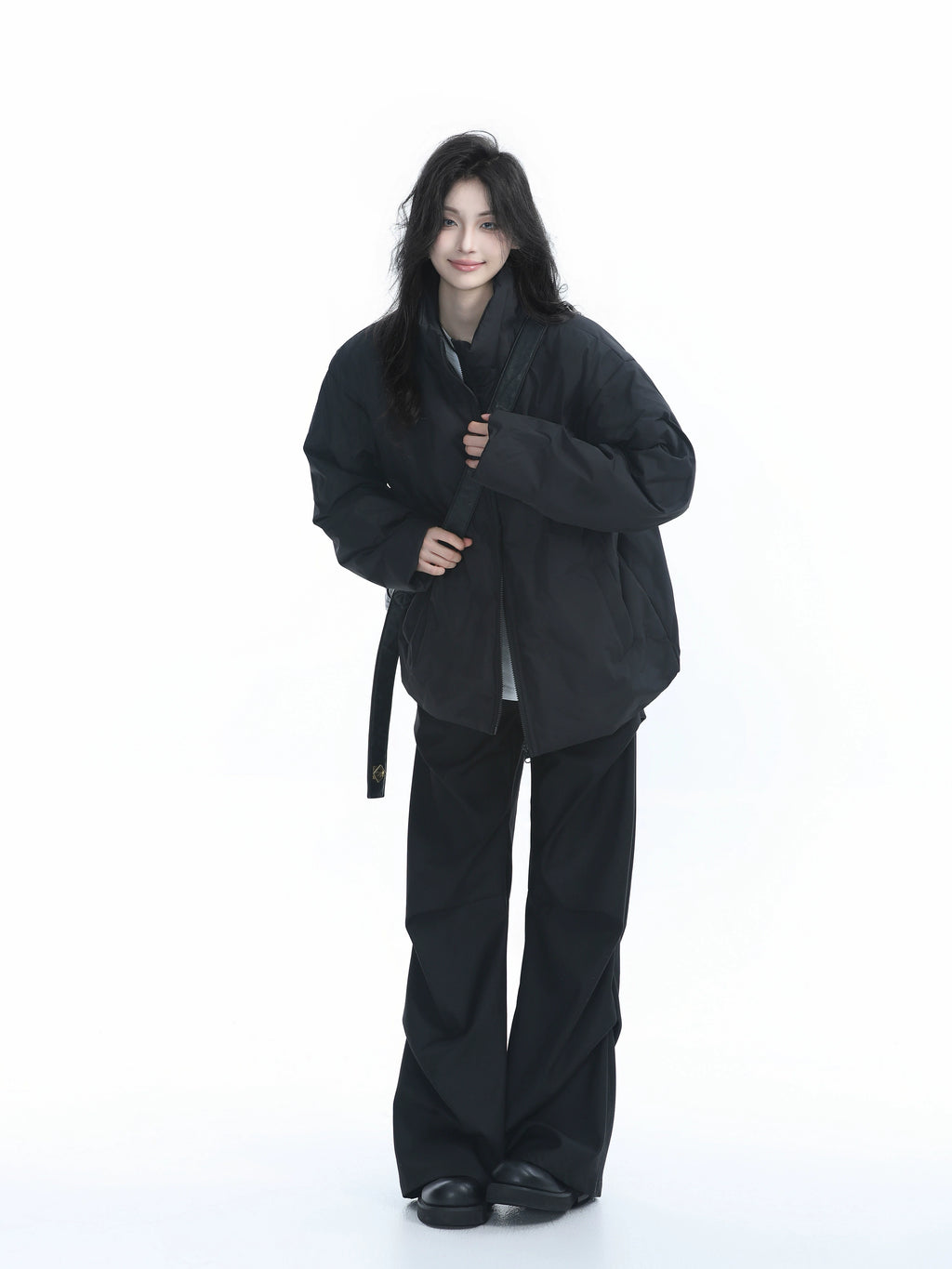 Zuocisankon Neutral Wind Stand-up Collar Thickened Cold-proof Jacket