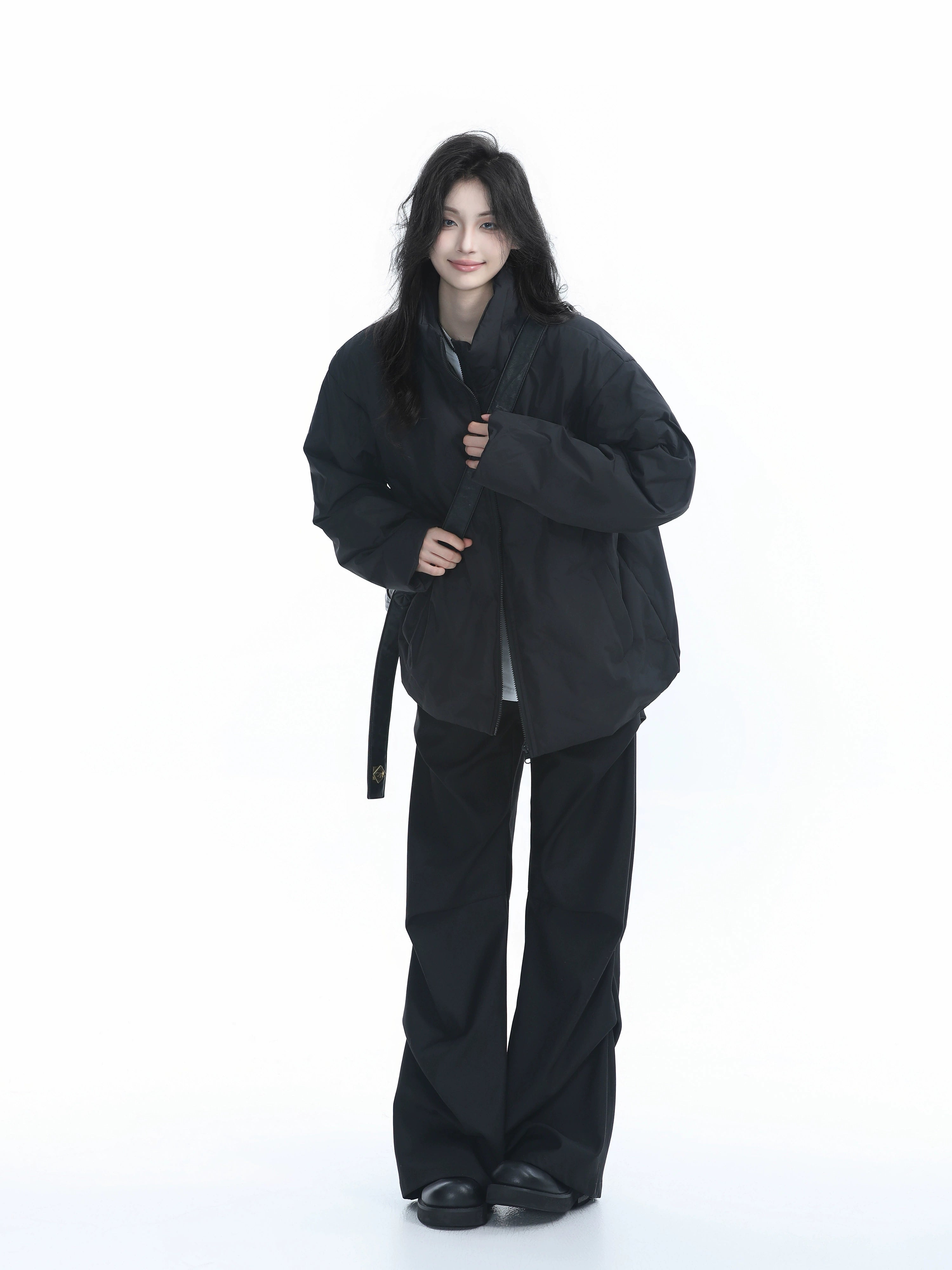 Zuocisankon Neutral Wind Stand-up Collar Thickened Cold-proof Jacket