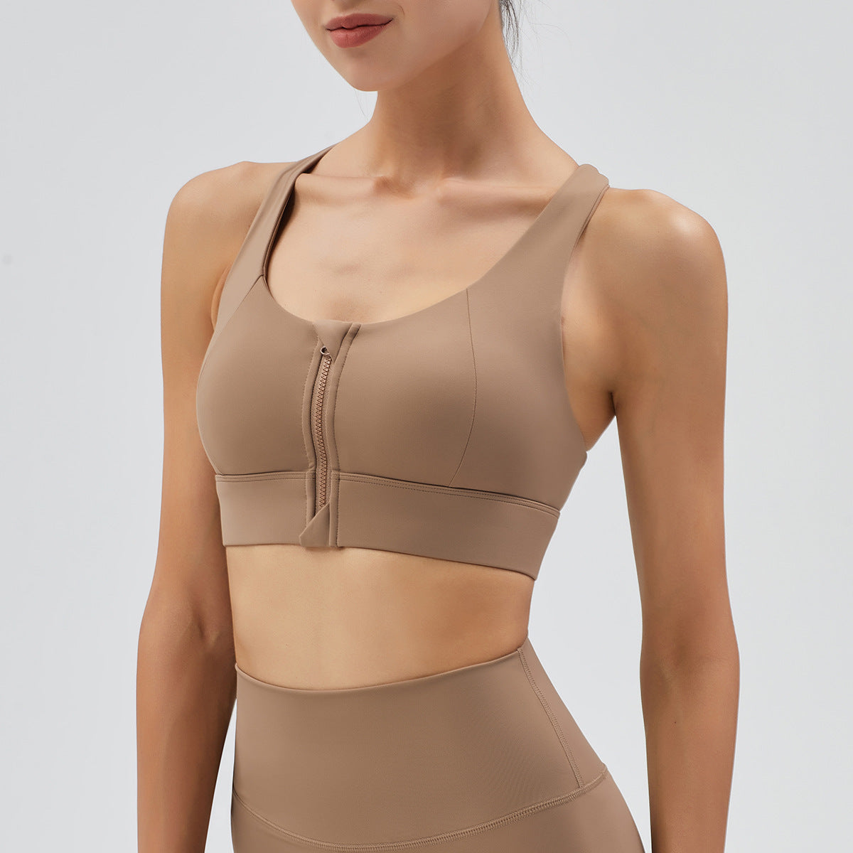 Athena Lulu Gathers Zip Yoga Bra Beauty Back