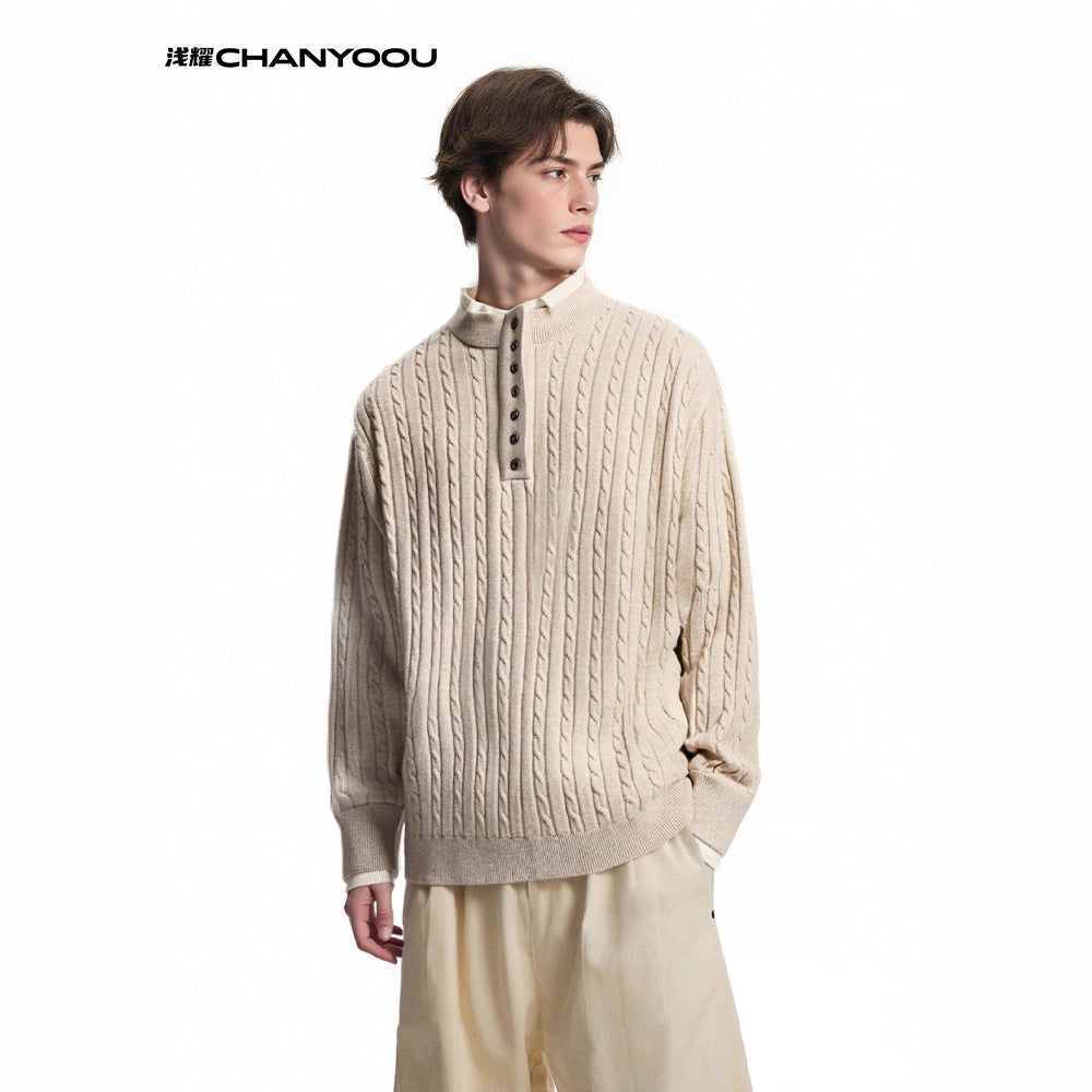 CHANYOOU Vintage Fake Two-piece Twist Knitted Sweater