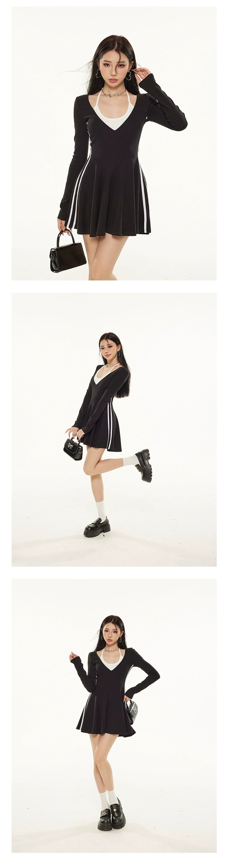 Zero Fake Two Slim and Thin Sweet Long-sleeved Skirts