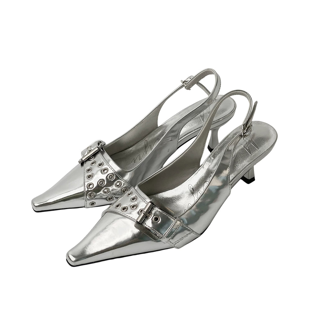 Mooreyu Pointed Belt Buckle Heels