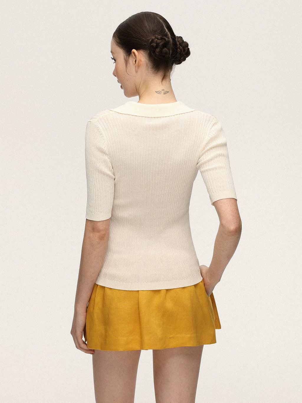 Anna Aneae Lapel Knit Slim Slim Tee