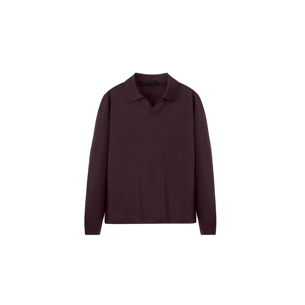 PLUS NO LOGO Casual Seagull Neck Long-sleeved Polo Shirt