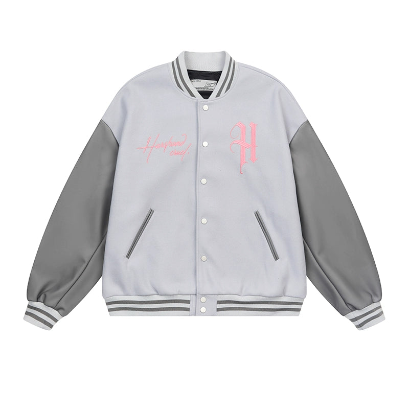 Harshandcruel Vintage Hip Hop Embroidered Baseball Jacket