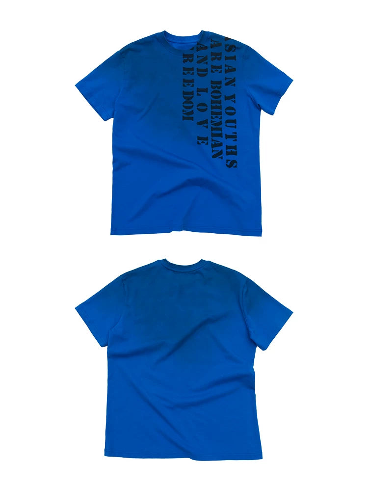 4AM Alphabet Slogan Front Shoulder Slim Tee