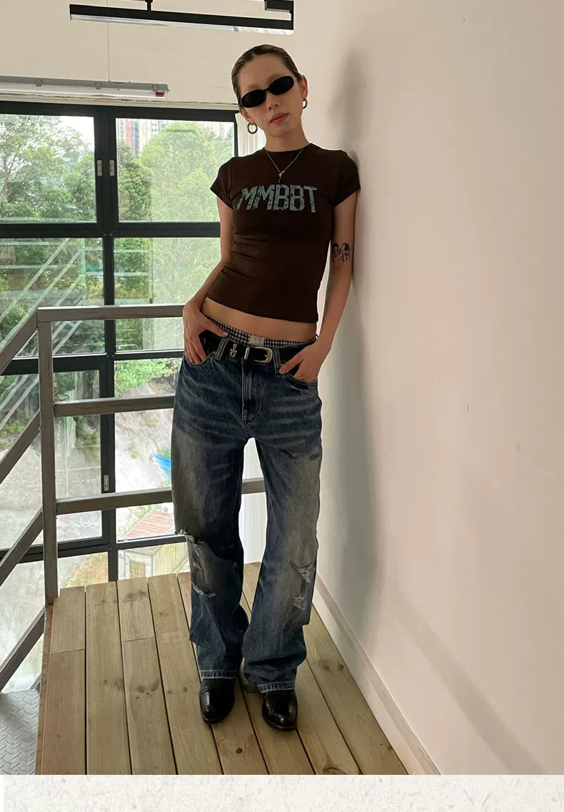 MMBBT Letter Double-sided Printed Slim Tee