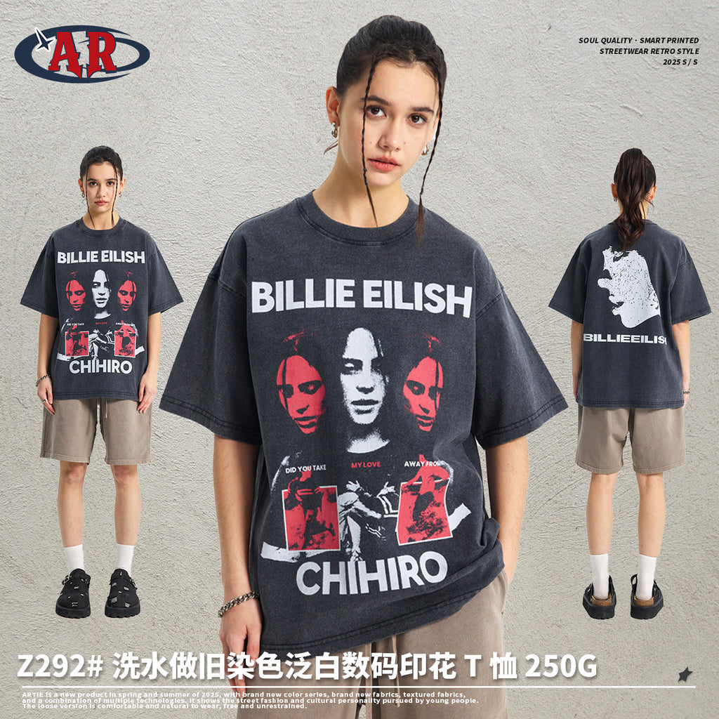 ARTIE Loose Cotton Printing Tide Tee