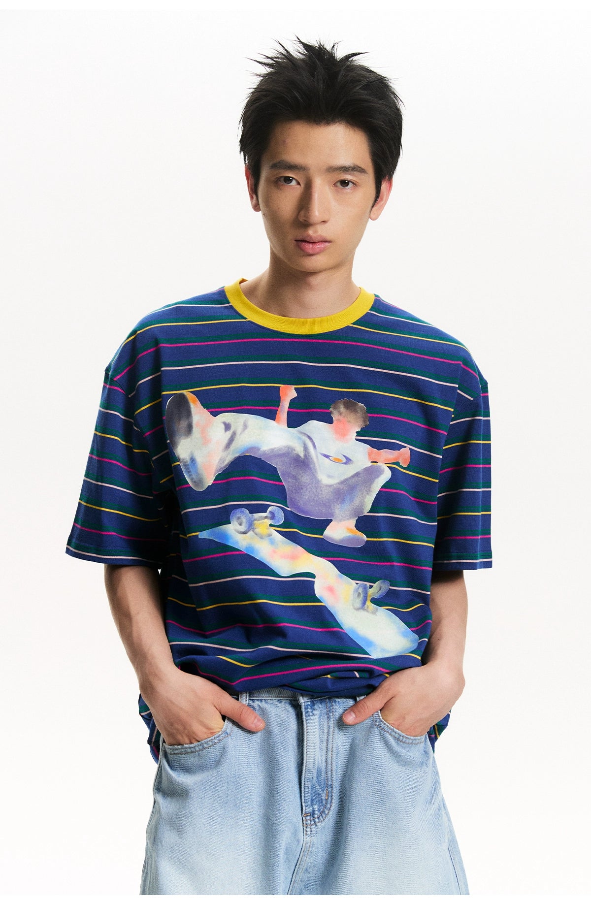 NewJNXS Juvenile Sense Casual Contrasting Striped Tee