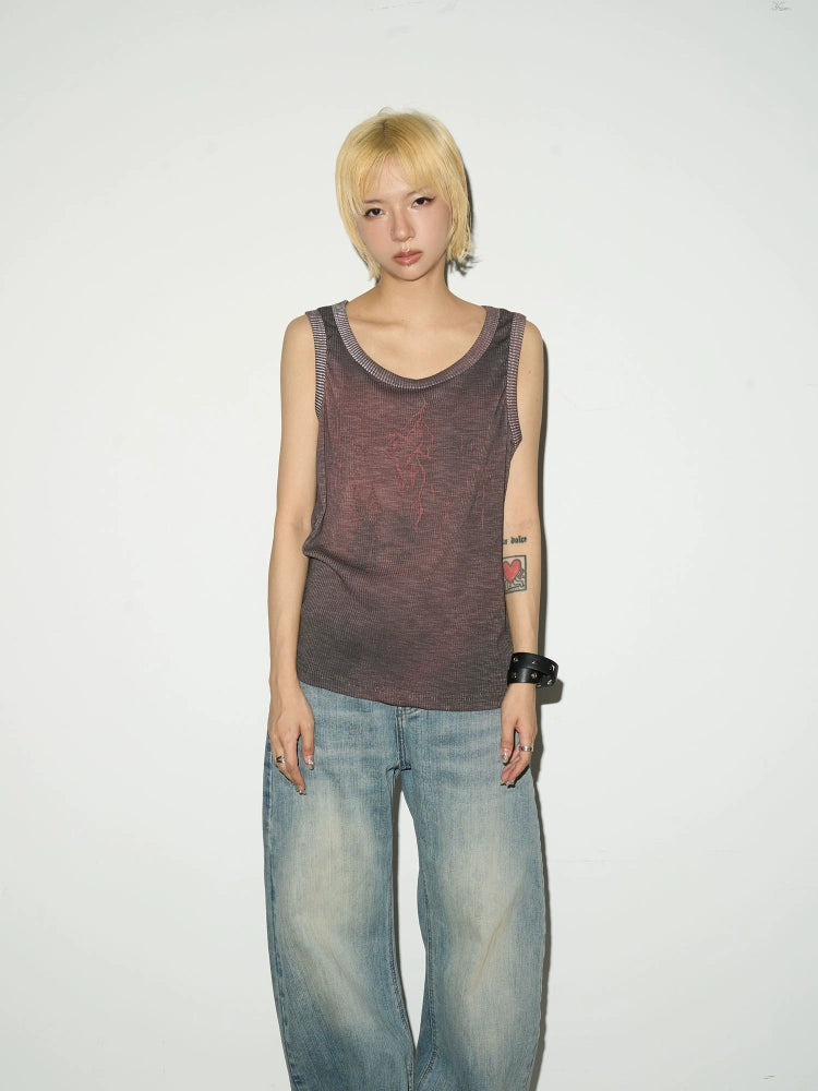 MICHINNYON Niche Personalized Printed Sleeveless Vest