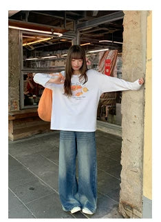 KANO Slack Pumpkin Print Loose Long Sleeves