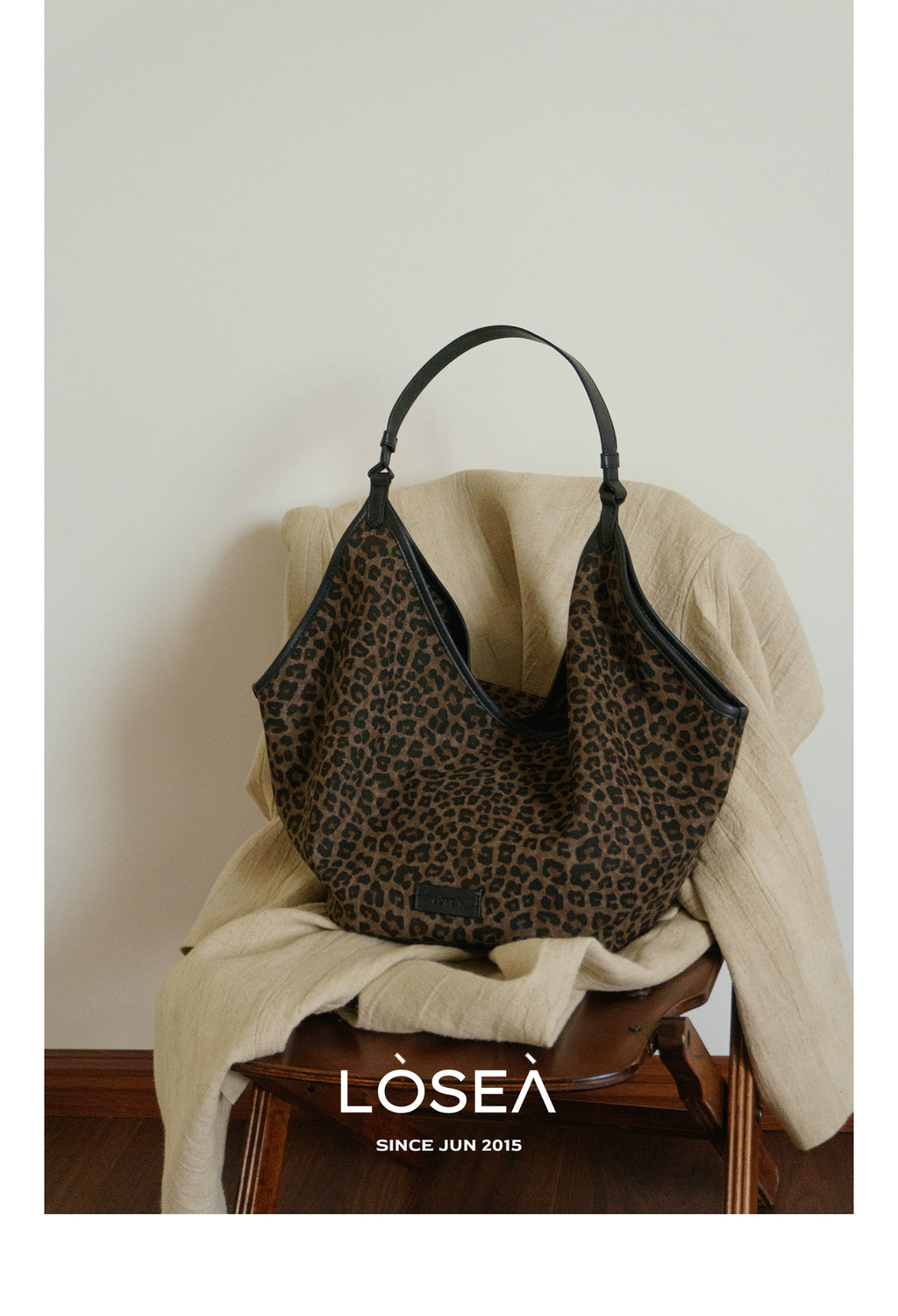 LOSEA Leopard Print Large Capacity Retro Shoulder Bag