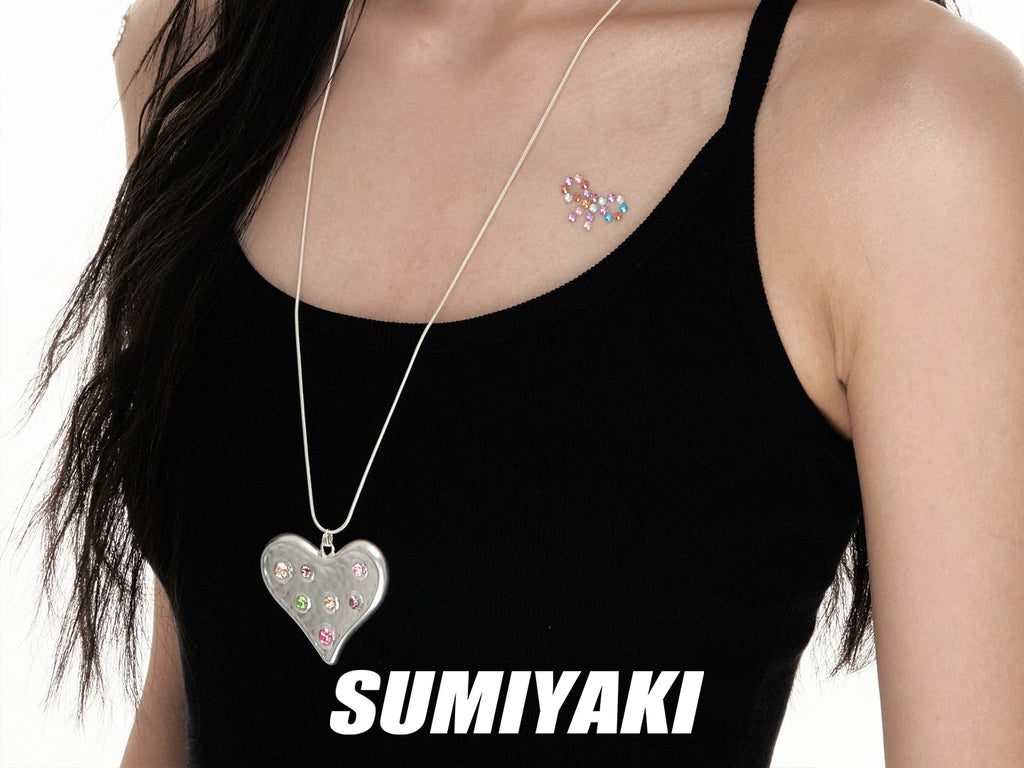 SUMIYAKI Niche Retro Handmade Hammer Pattern Love Necklace
